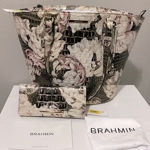 NWT BRAHMIN MEDIUM BOWIE EDEN MELBOURNE ADY WALLET SET